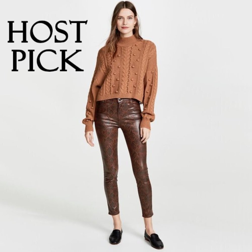 NWT J Brand brown snakeskin print high rise crop skinny jeans, 26